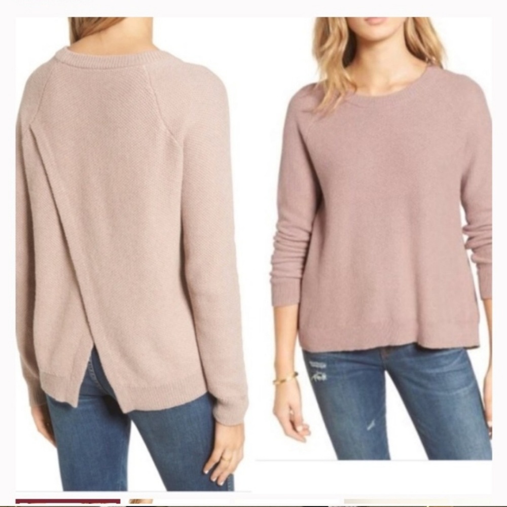 Madewell Pink Crossback Sweater Split Hem XS